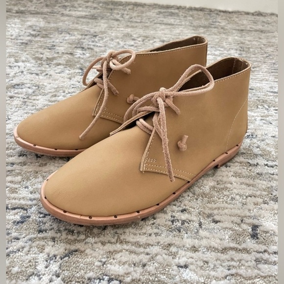 Anthropologie BEEK Leather Bunting Boots Size 7.5 Lace up‎ Booties Nubuck - Picture 2 of 8